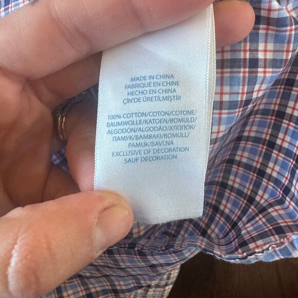 Ralph Lauren Boys 6 Month Button Down Collared Shirt Plaid Preppy Blue Red - Picture 4 of 5